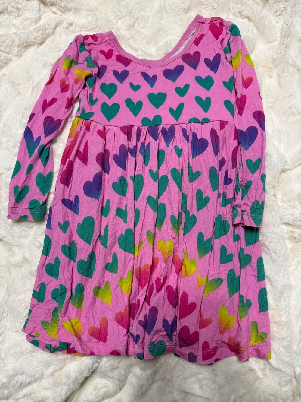Little Sleepies Pink Long Sleeve Heart Print Dress